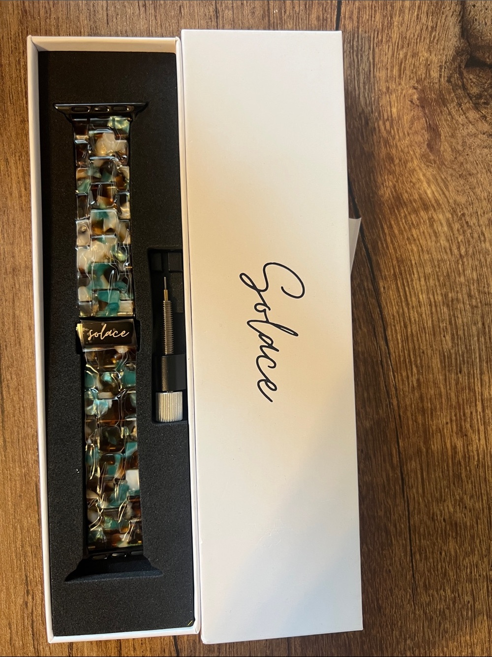 Solace Resin Apple Watch Band in Teal Brown Marble